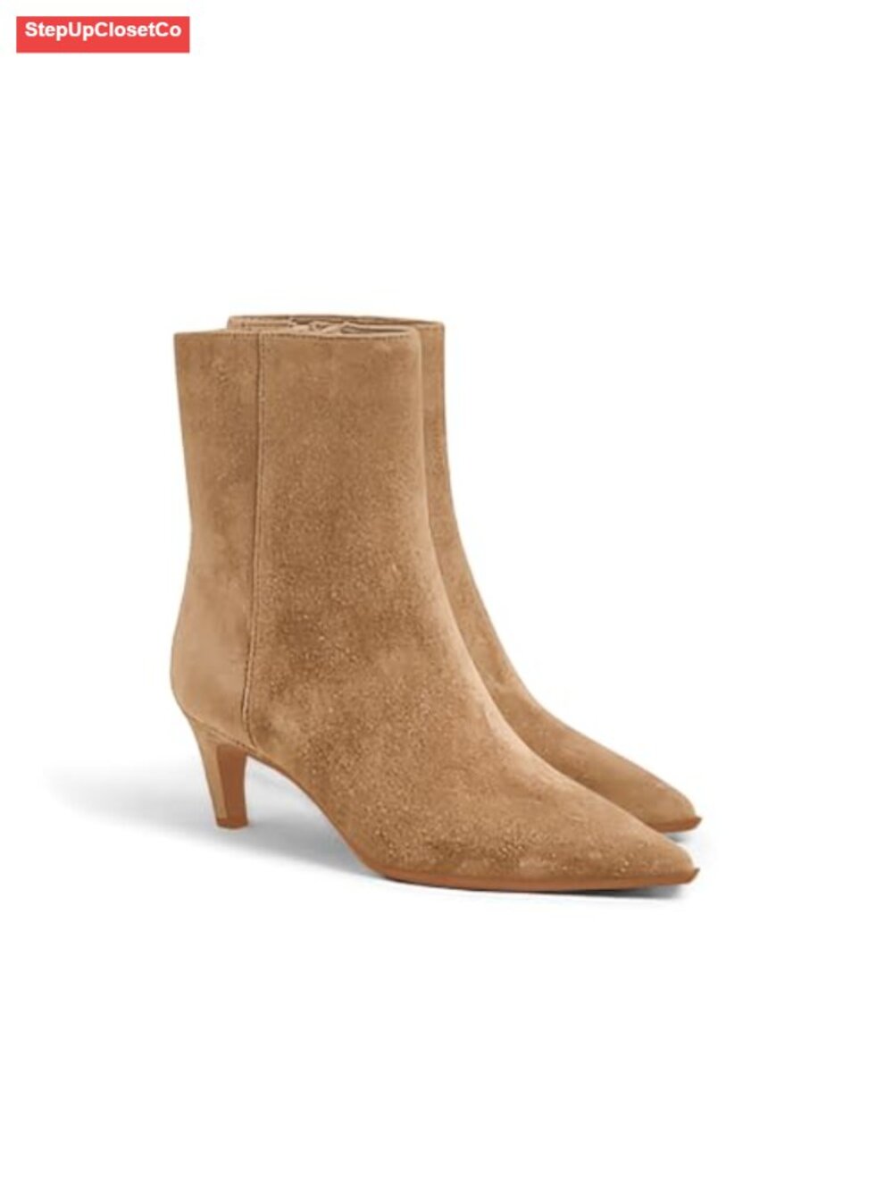 Women's Kitten Heel Pointed Toe Ankle Booties with Side Zipper